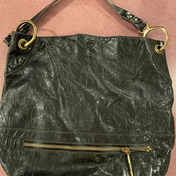 orYANY Lucy crocodile Black patent leather embossed hobo bag. - Picture 10 of 16